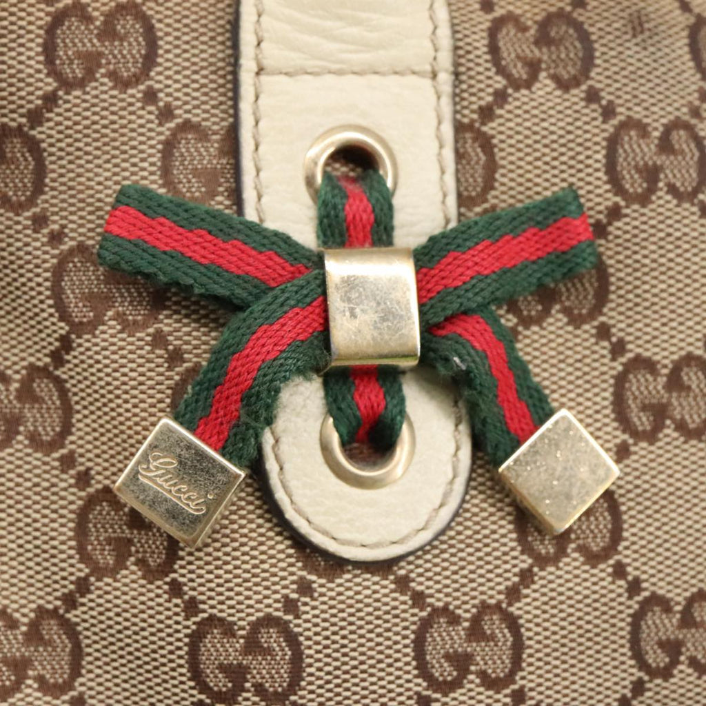 GUCCI GG Canvas Web Sherry Line Tote Bag Beige Gold Red 181779 98094