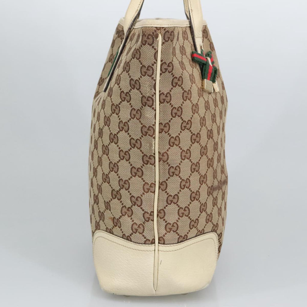 GUCCI GG Canvas Web Sherry Line Tote Bag Beige Gold Red 181779 98094
