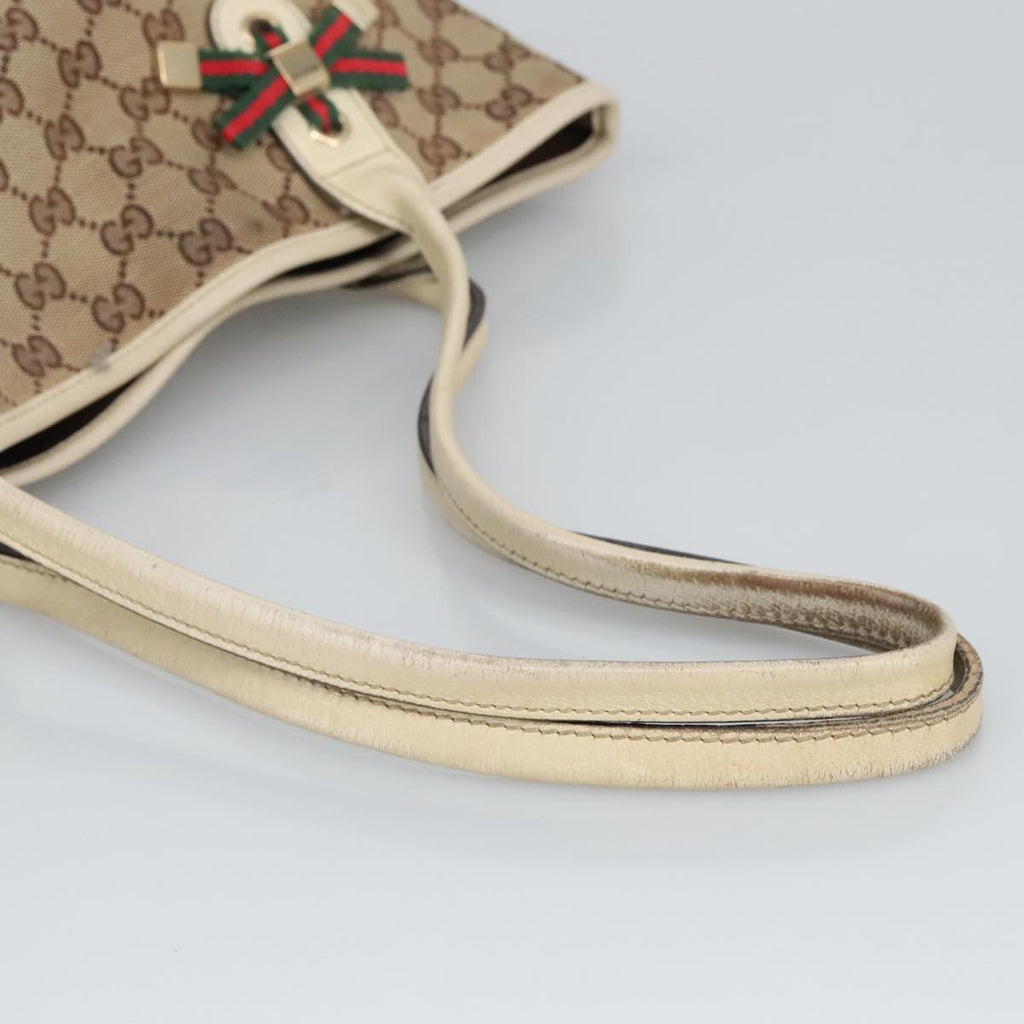GUCCI GG Canvas Web Sherry Line Tote Bag Beige Gold Red 181779 98094