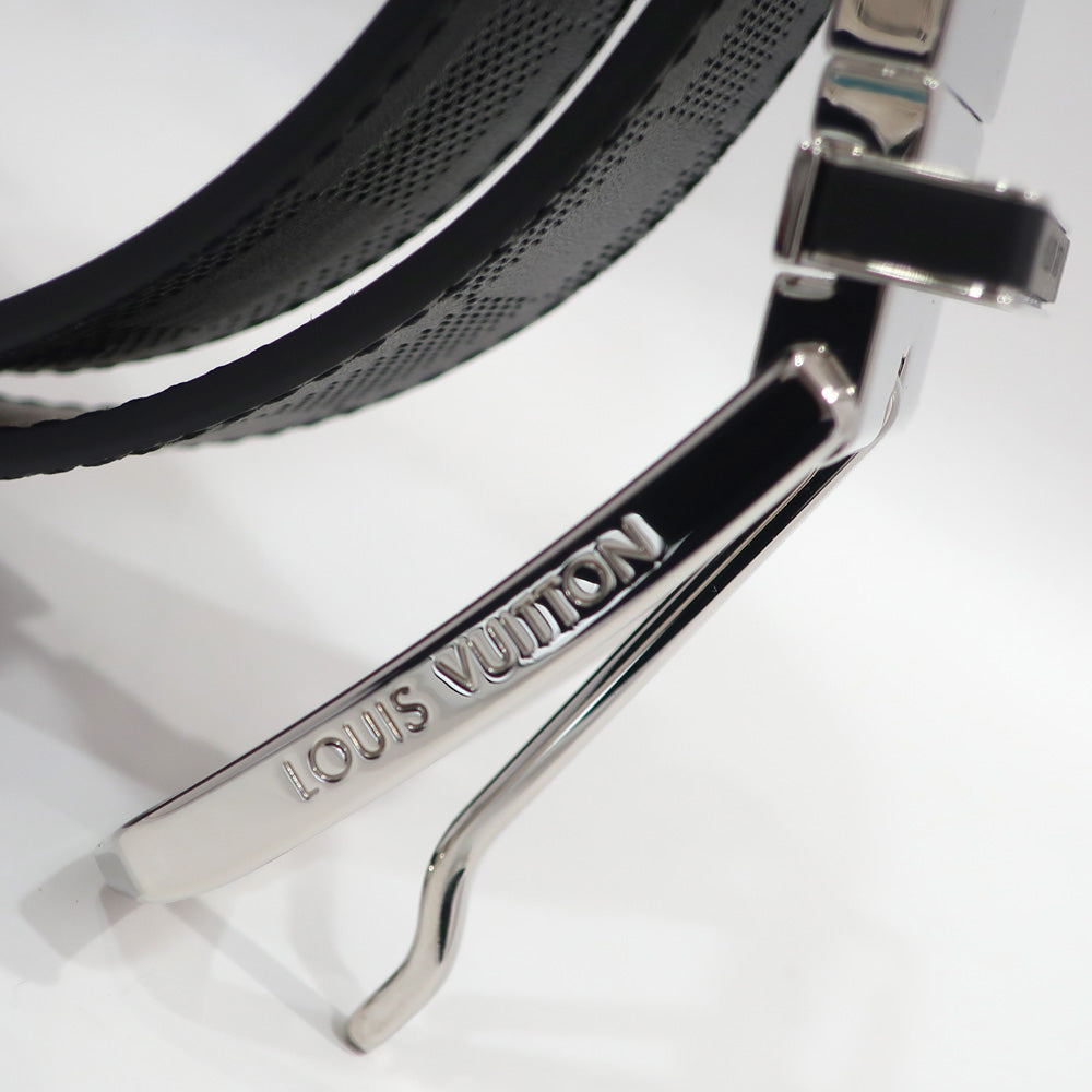 Louis Vuitton Belt 35MM Sanctuary Slender M9906 Damier Amphini 85/34 Black/SV G   Fashion Dress  Beautiful Preservation Bag Box