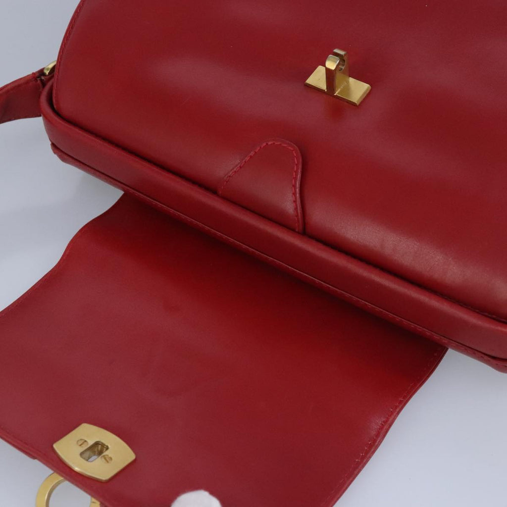 GUCCI Shoulder Bag Leather Red Gold 98126