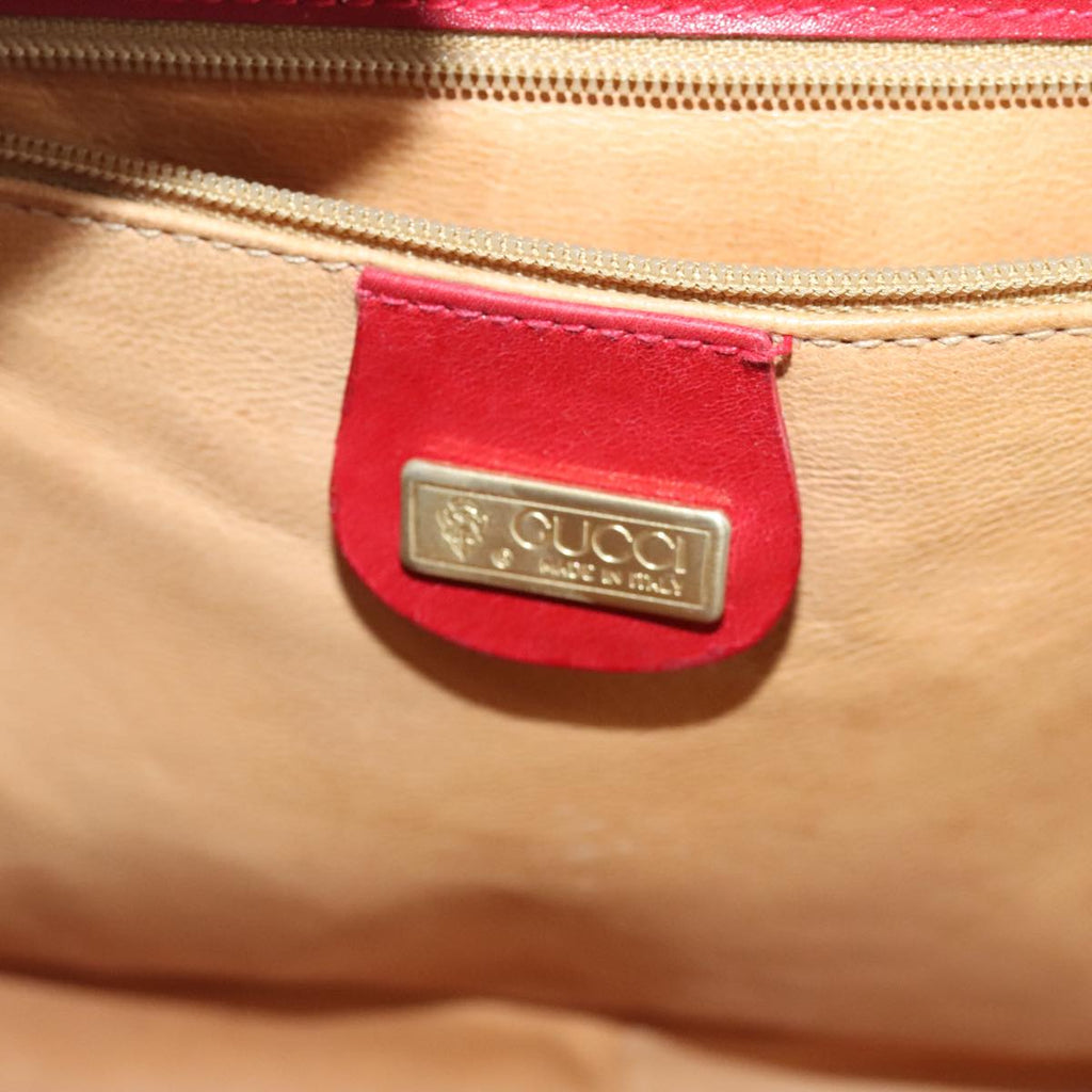 GUCCI Shoulder Bag Leather Red Gold 98126