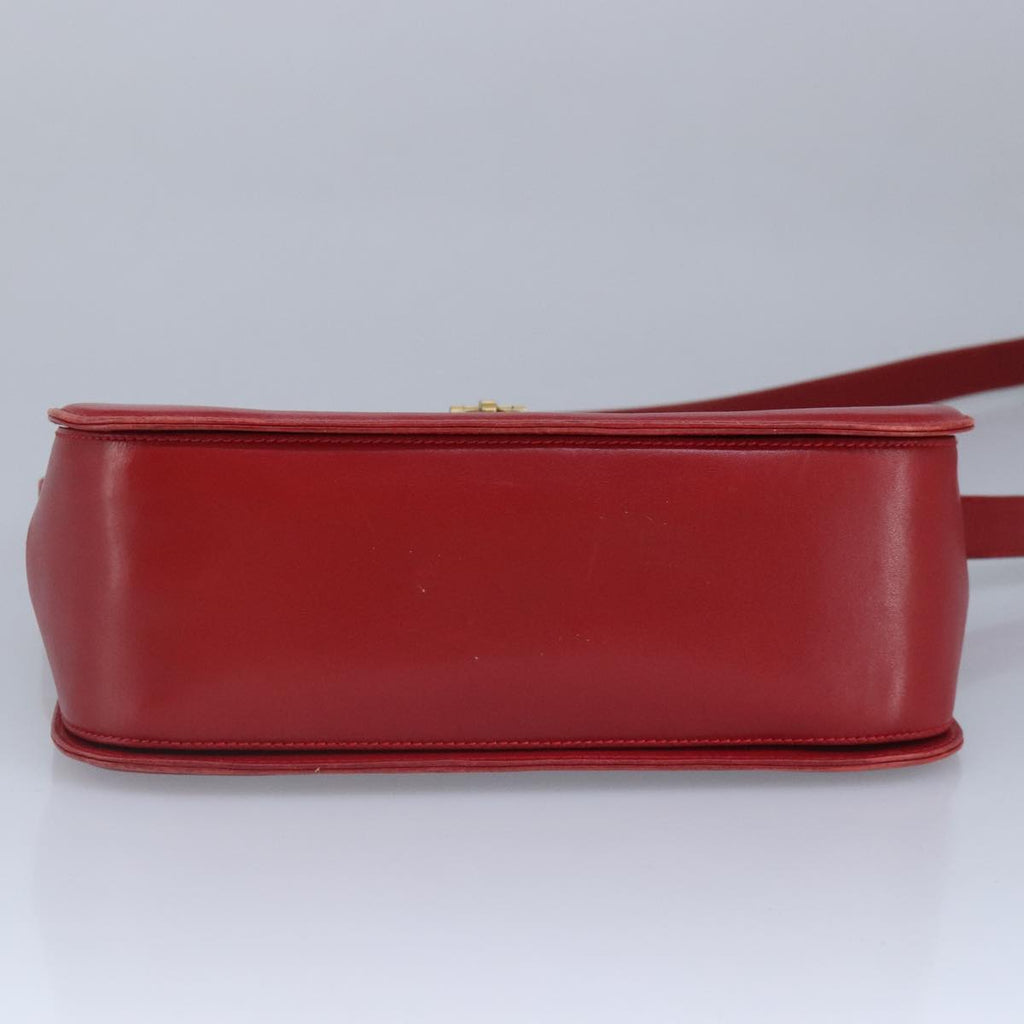 GUCCI Shoulder Bag Leather Red Gold 98126
