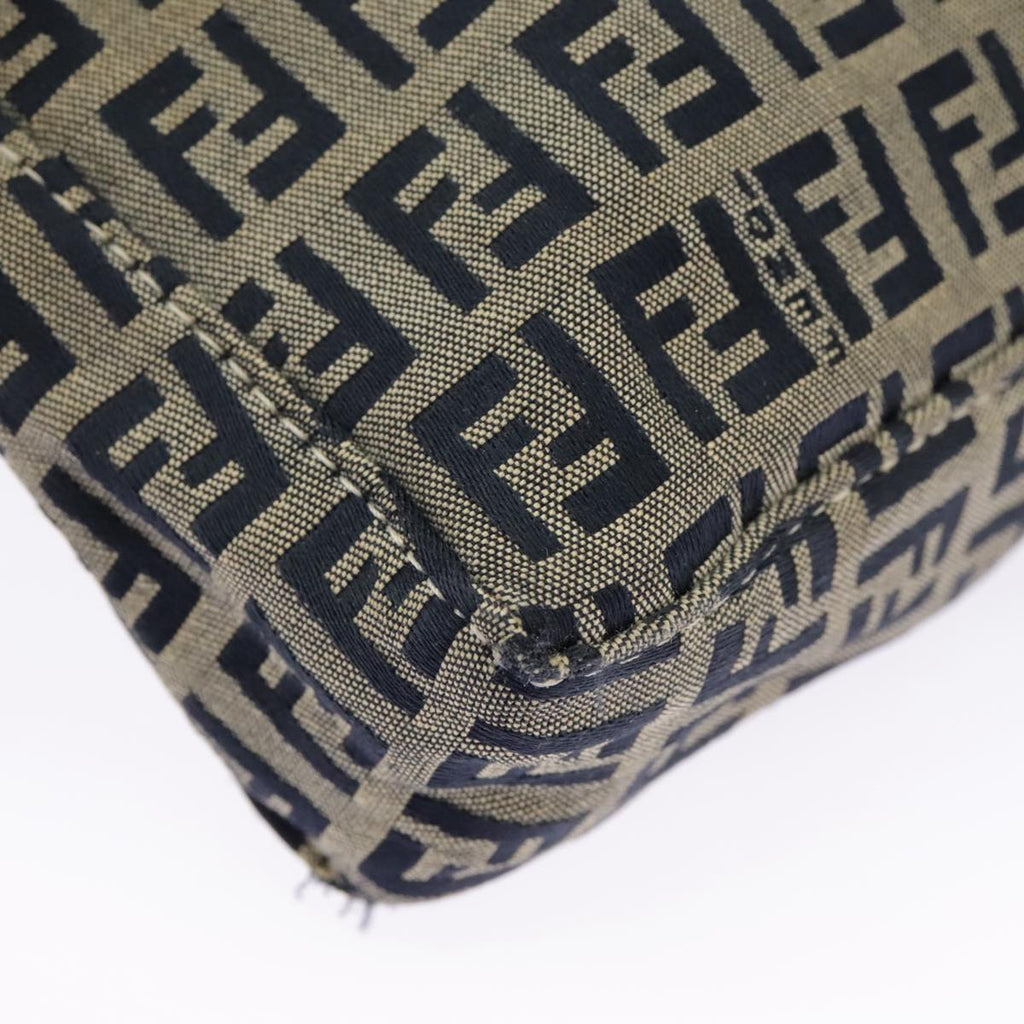 FENDI Zucchino Canvas Accessory Pouch Navy Silver 98136