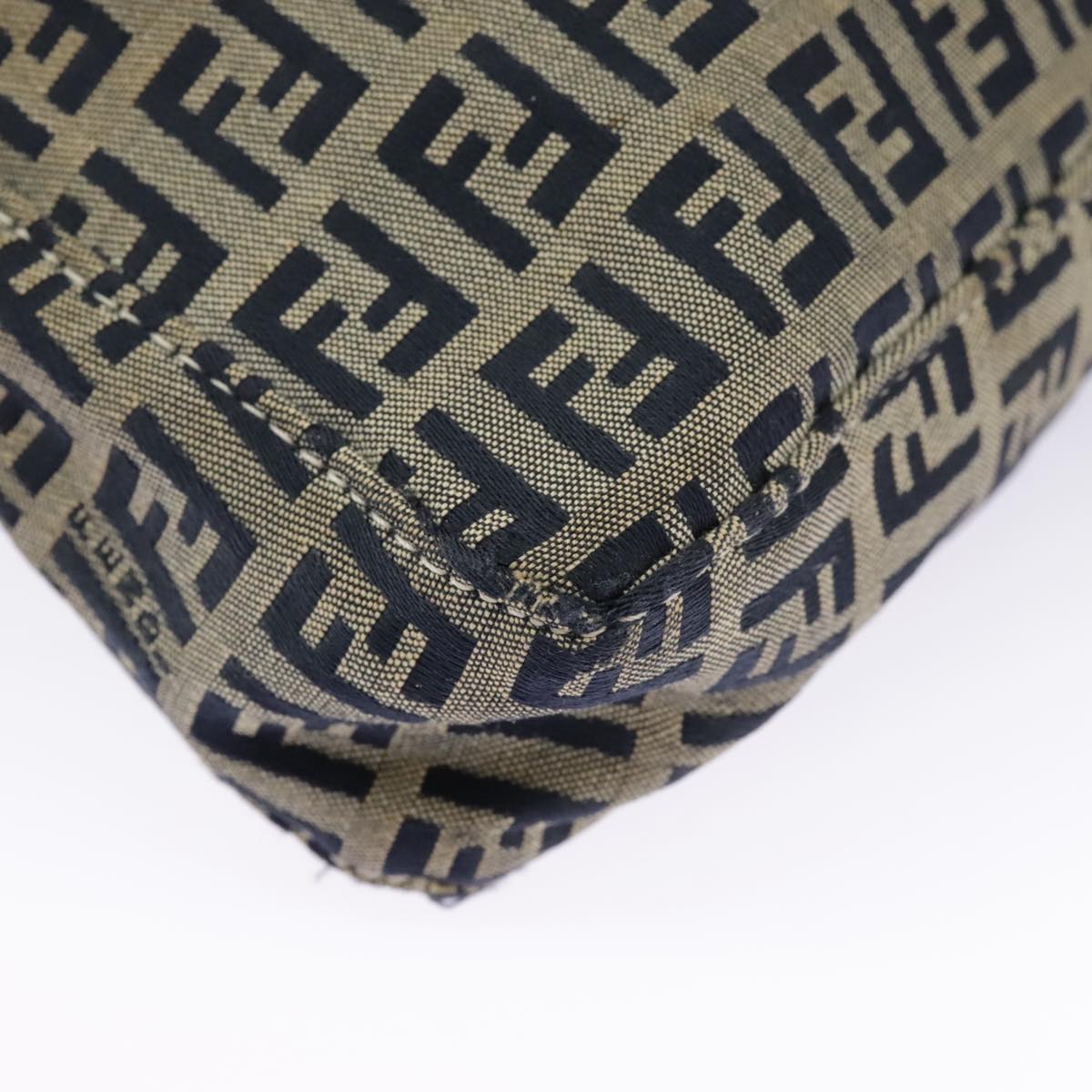 FENDI Zucchino Canvas Accessory Pouch Navy Silver 98136