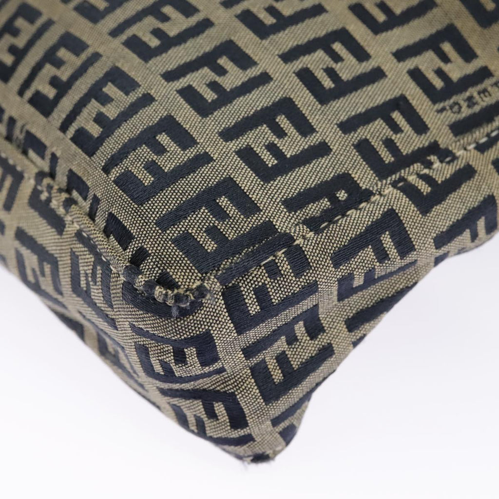 FENDI Zucchino Canvas Accessory Pouch Navy Silver 98136