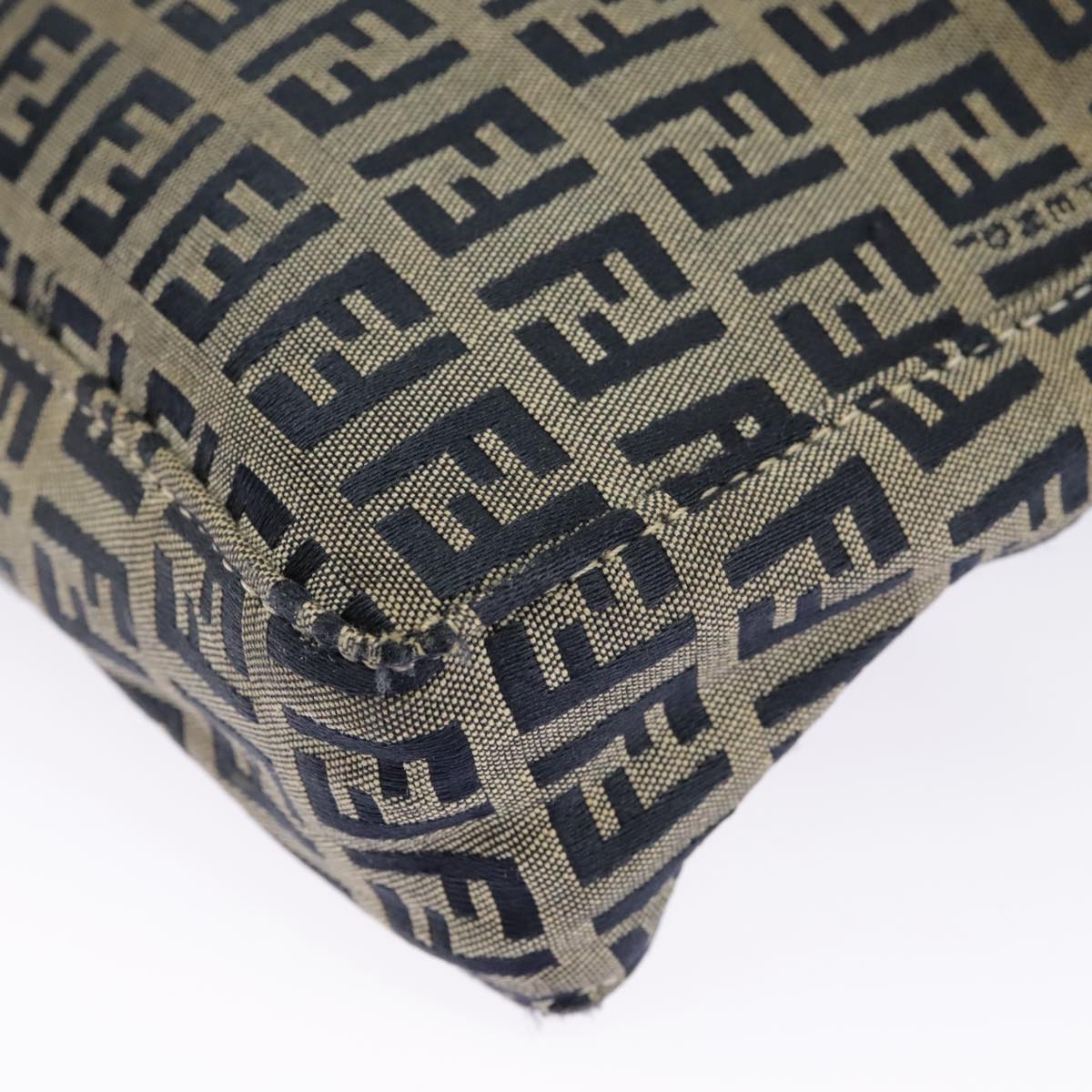 FENDI Zucchino Canvas Accessory Pouch Navy Silver 98136