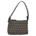 FENDI Zucchino Canvas Accessory Pouch Navy Silver 98136