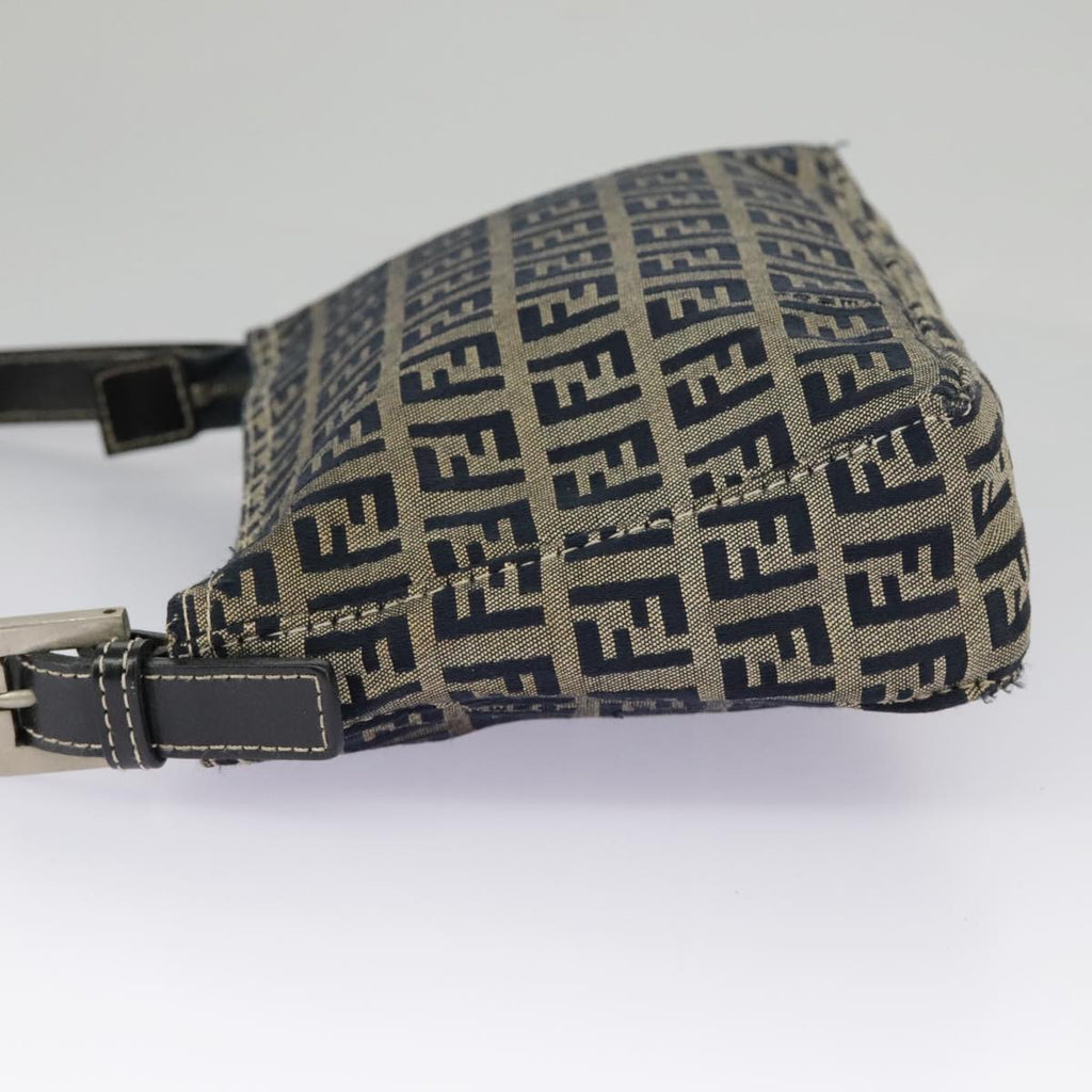 FENDI Zucchino Canvas Accessory Pouch Navy Silver 98136