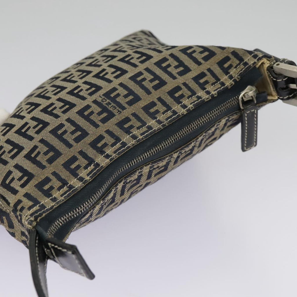 FENDI Zucchino Canvas Accessory Pouch Navy Silver 98136