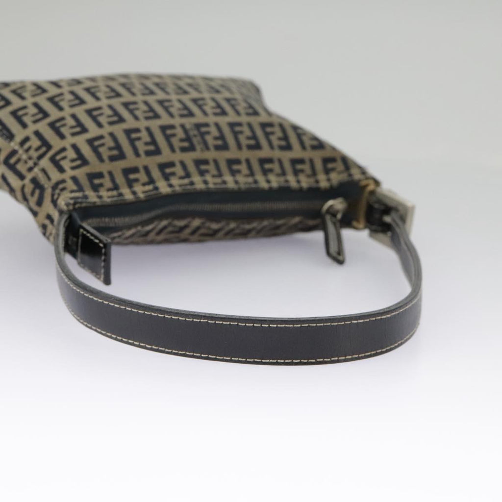 FENDI Zucchino Canvas Accessory Pouch Navy Silver 98136