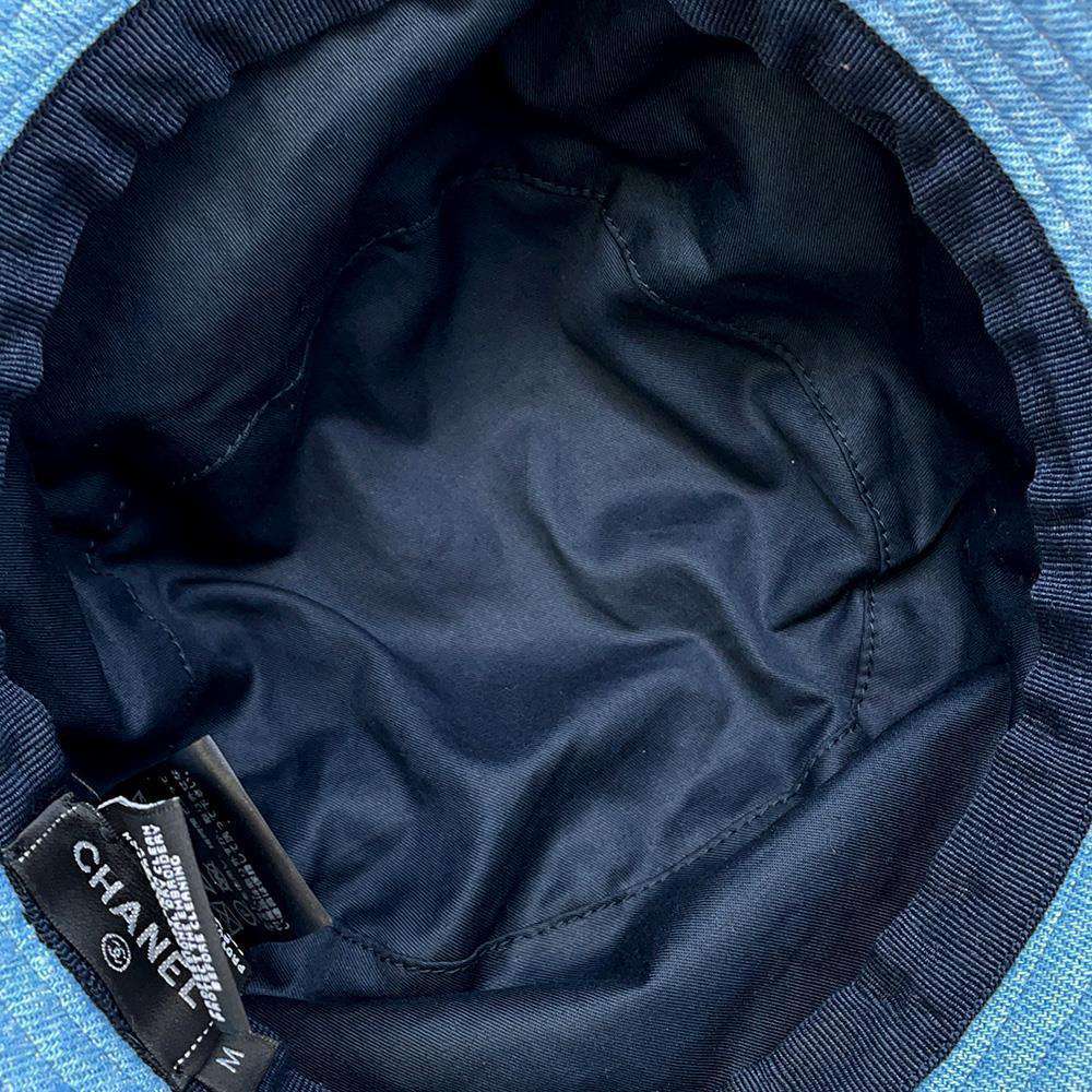 CHANEL Denim logo hat Size M Light BlueAA8088 Cotton100%