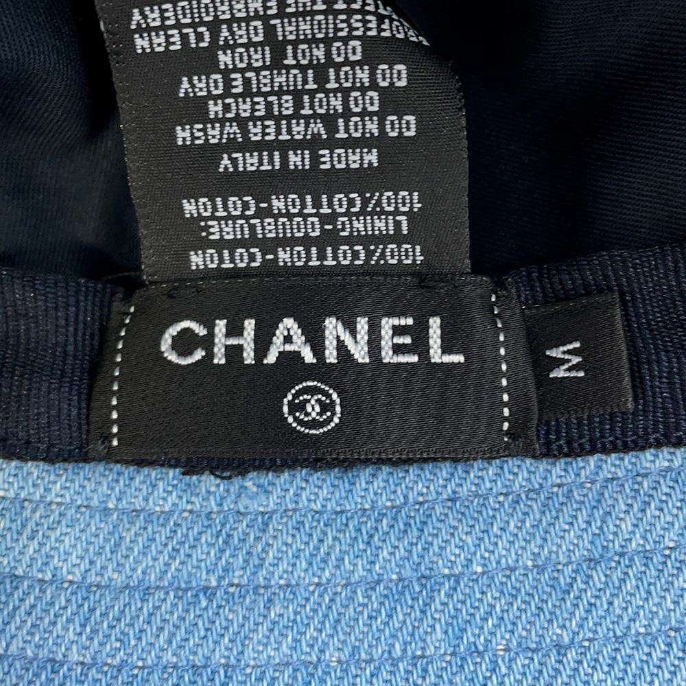 CHANEL Denim logo hat Size M Light BlueAA8088 Cotton100%