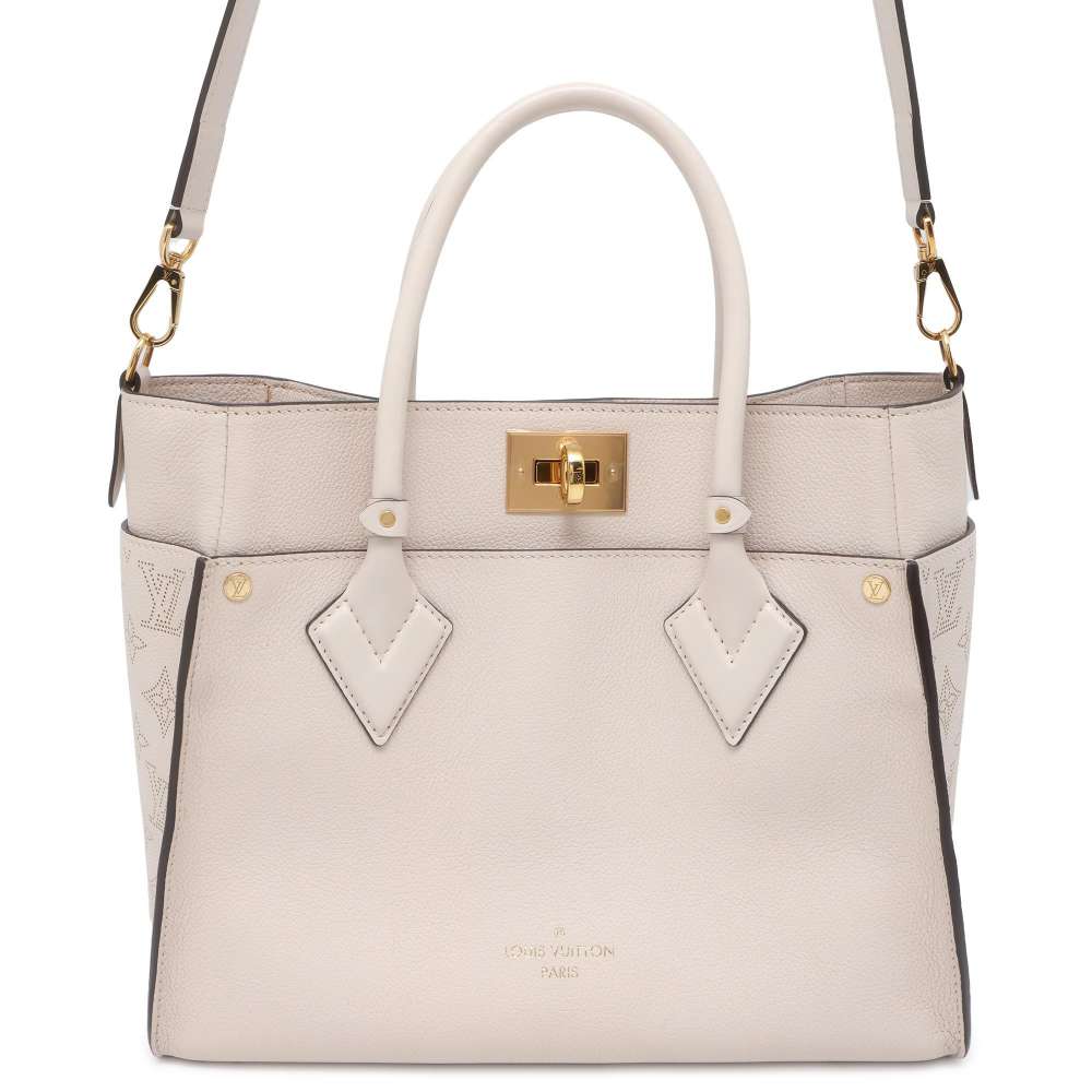 LOUIS VUITTON On My Side Beige M55802 Monogram Mahina Calf Leather Size MM