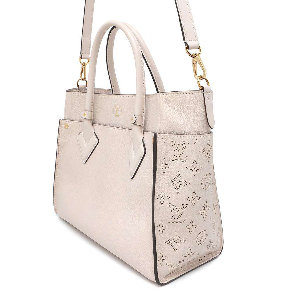 LOUIS VUITTON On My Side Beige M55802 Monogram Mahina Calf Leather Size MM