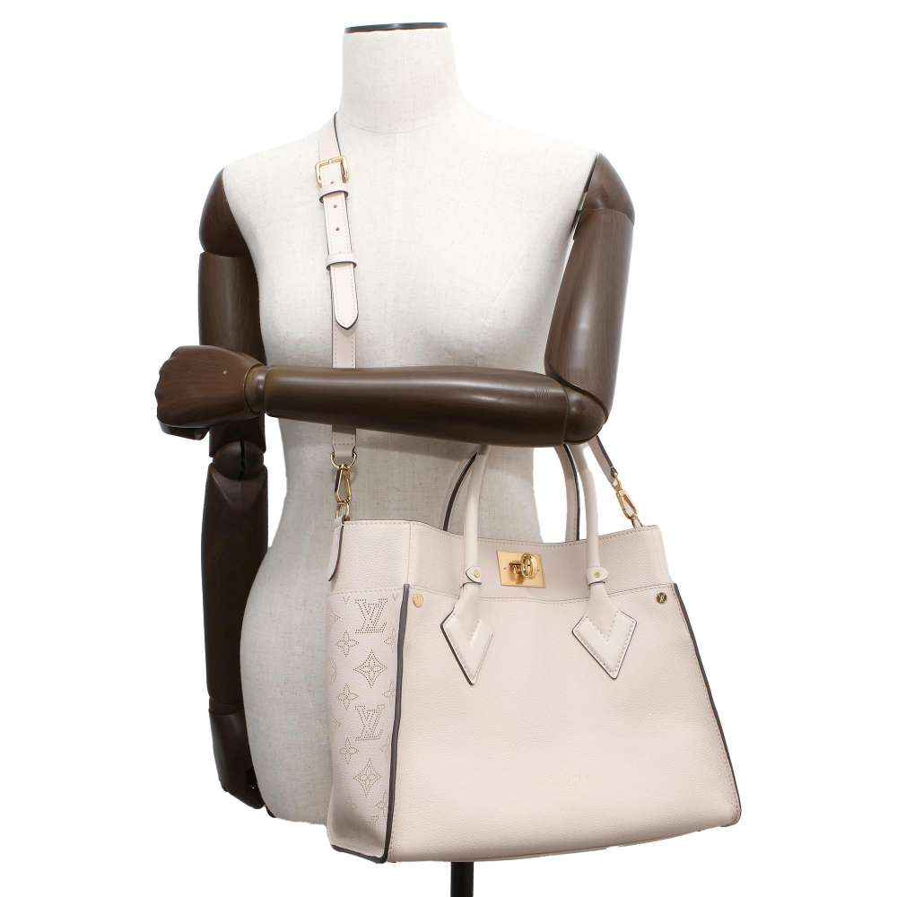 LOUIS VUITTON On My Side Beige M55802 Monogram Mahina Calf Leather Size MM