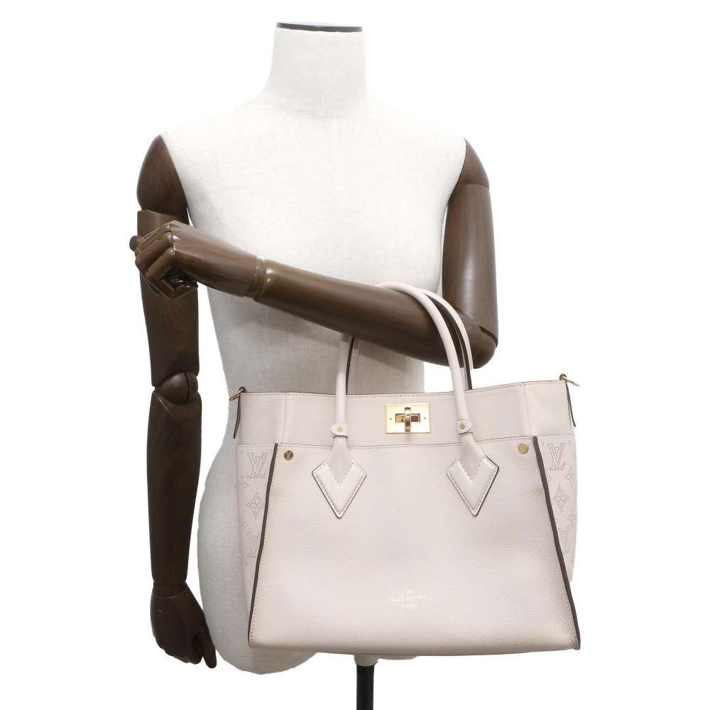 LOUIS VUITTON On My Side Beige M55802 Monogram Mahina Calf Leather Size MM