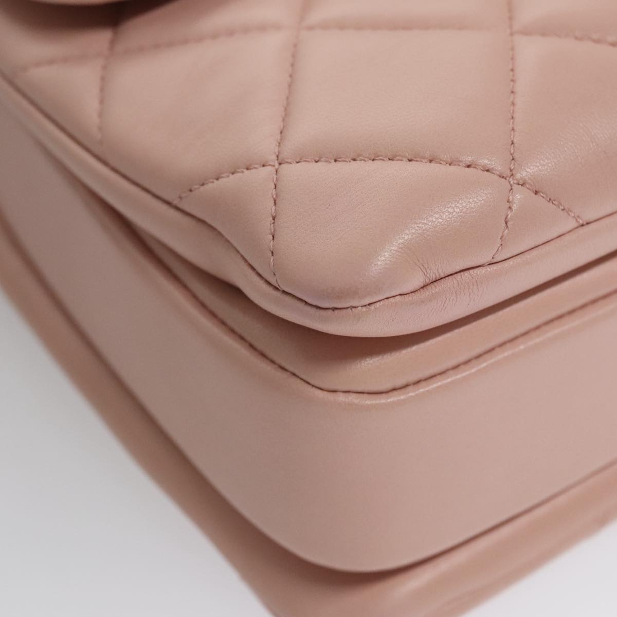 CHANEL Hand Bag Lamb Skin 2way Pink Gold 92236 CC 98152SA