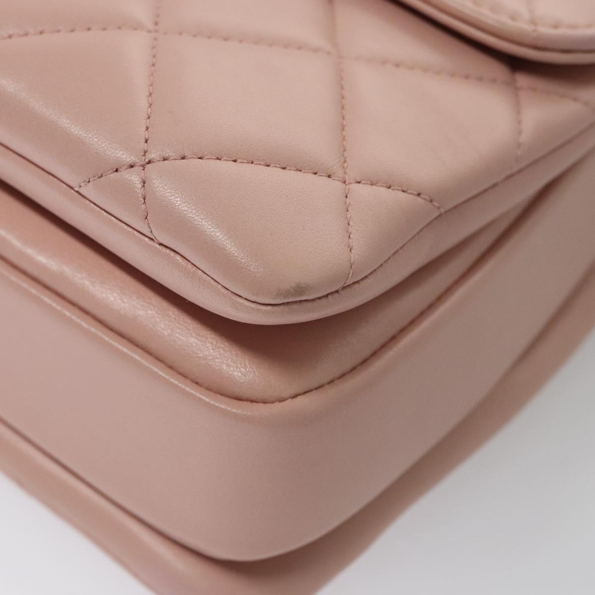 CHANEL Hand Bag Lamb Skin 2way Pink Gold 92236 CC 98152SA
