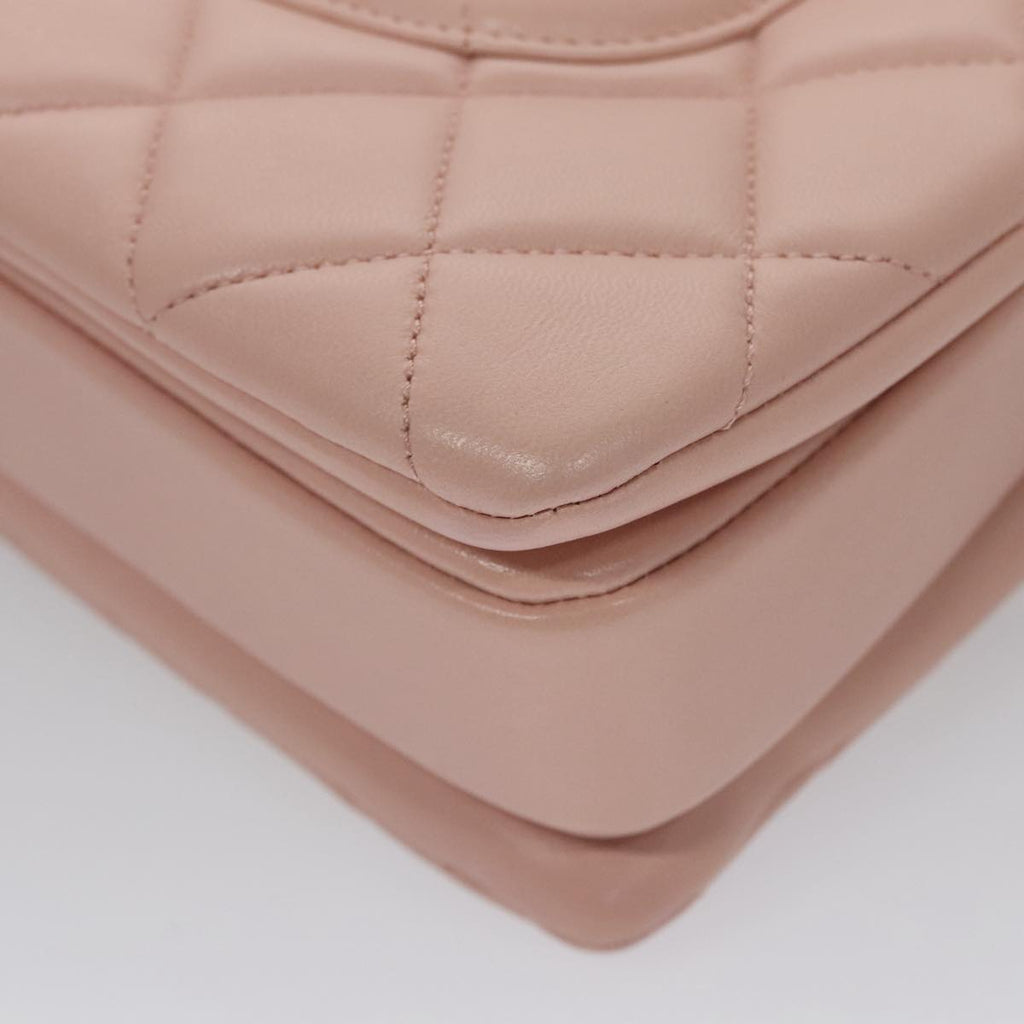 CHANEL Hand Bag Lamb Skin 2way Pink Gold 92236 CC 98152SA