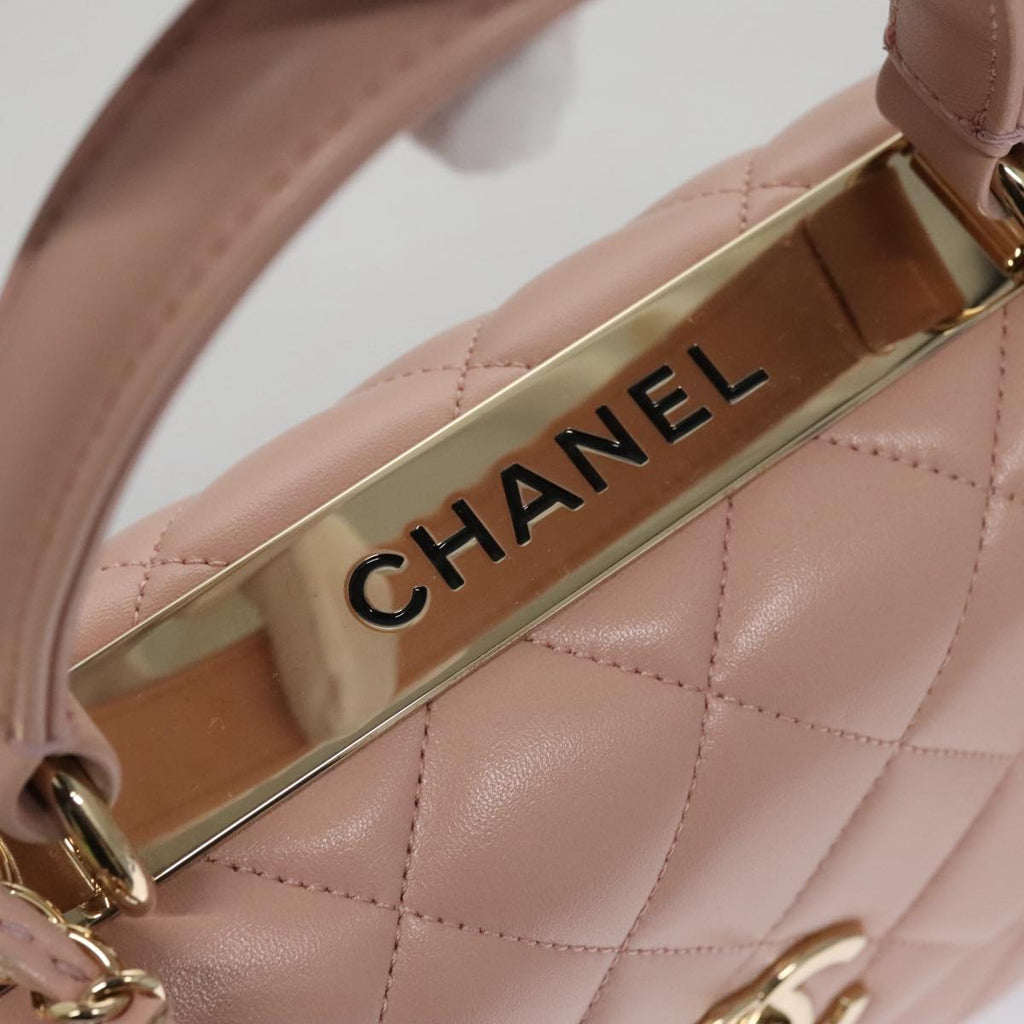 CHANEL Hand Bag Lamb Skin 2way Pink Gold 92236 CC 98152SA