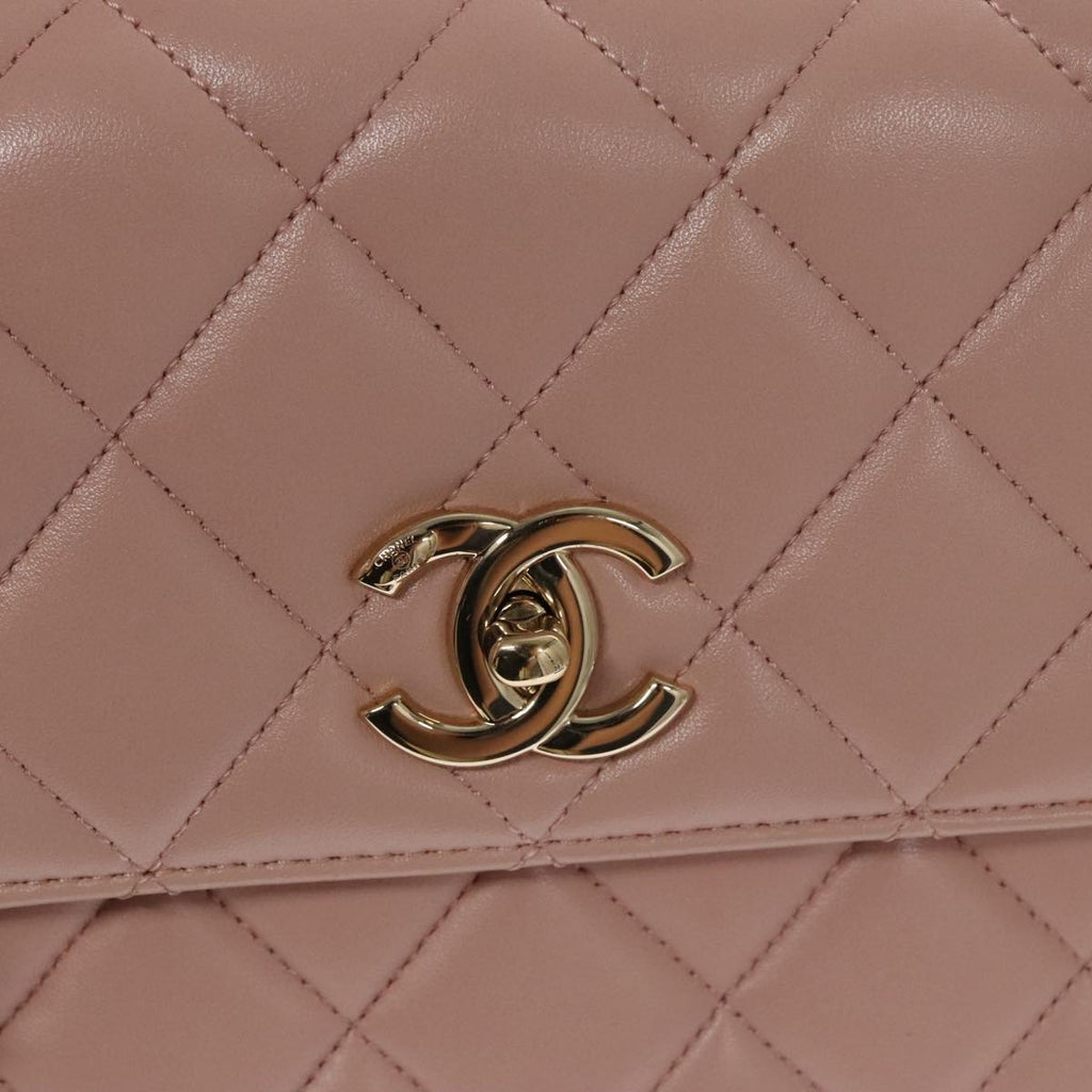 CHANEL Hand Bag Lamb Skin 2way Pink Gold 92236 CC 98152SA