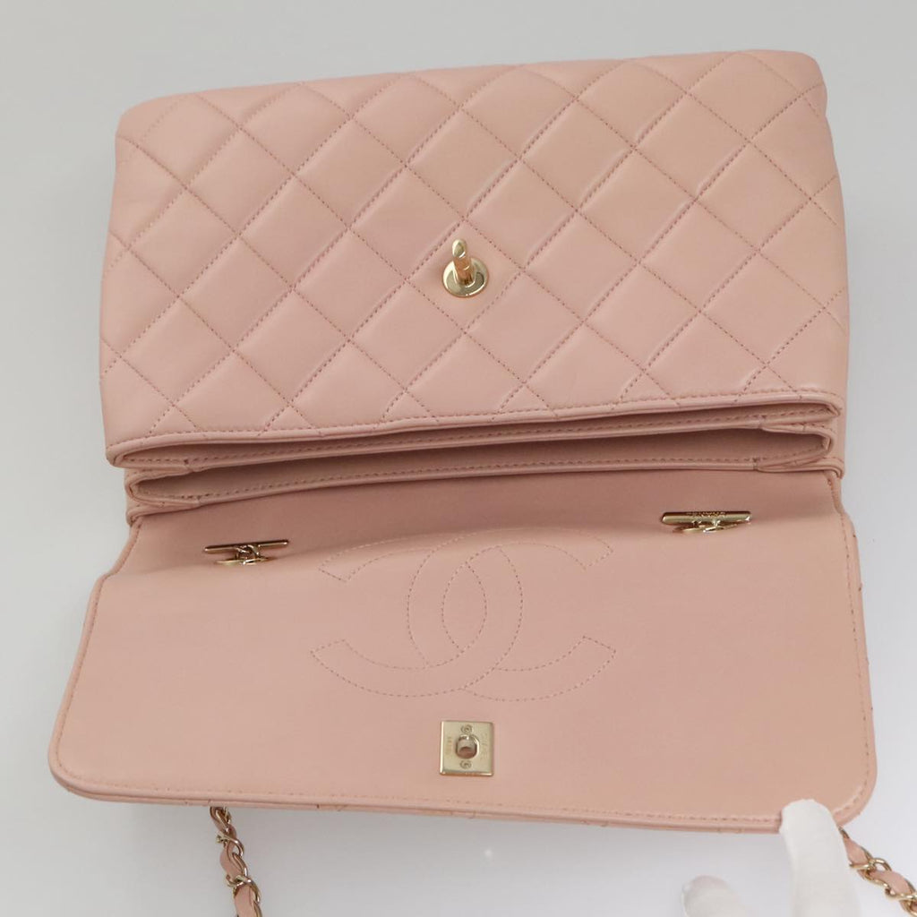 CHANEL Hand Bag Lamb Skin 2way Pink Gold 92236 CC 98152SA