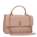 CHANEL Hand Bag Lamb Skin 2way Pink Gold 92236 CC 98152SA
