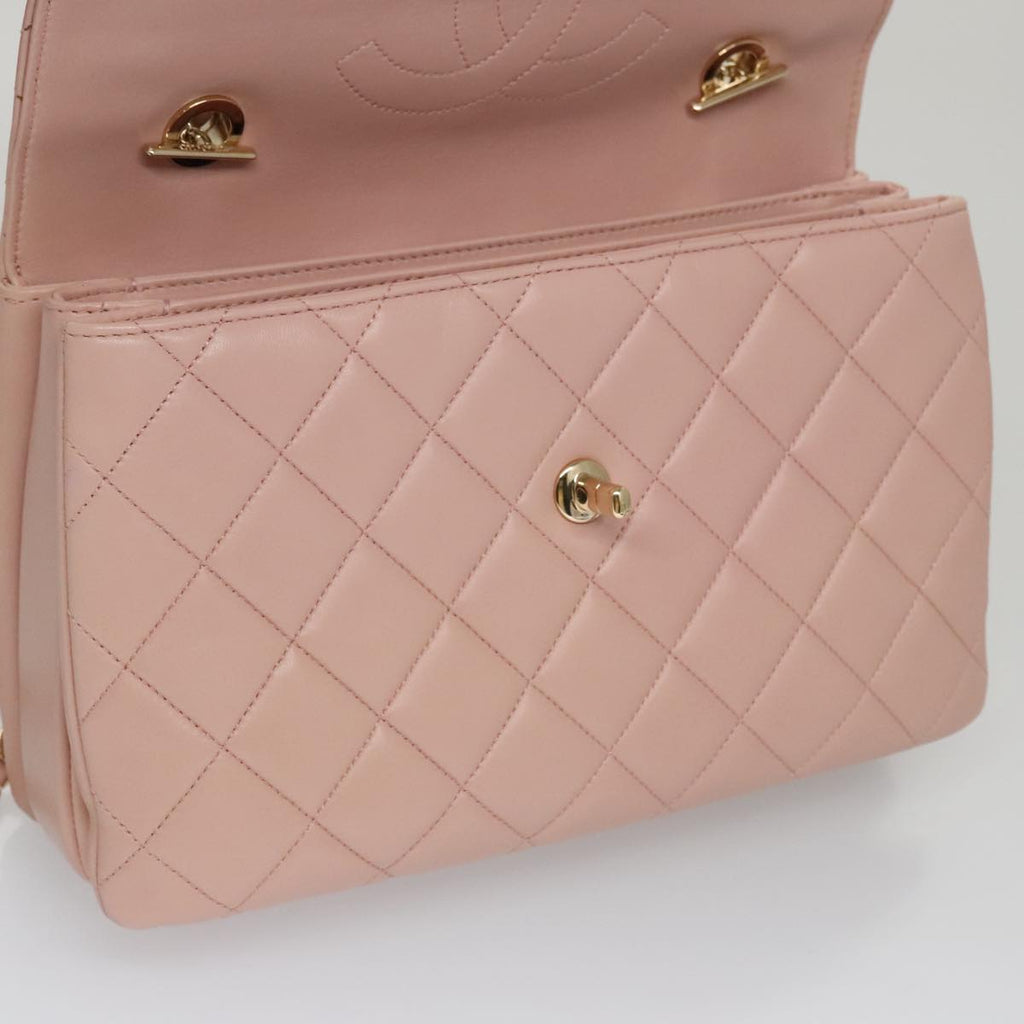 CHANEL Hand Bag Lamb Skin 2way Pink Gold 92236 CC 98152SA