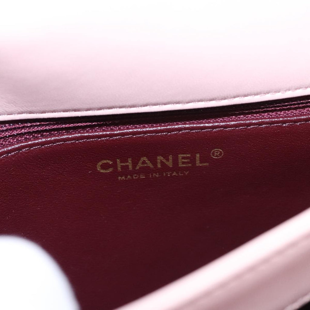 CHANEL Hand Bag Lamb Skin 2way Pink Gold 92236 CC 98152SA