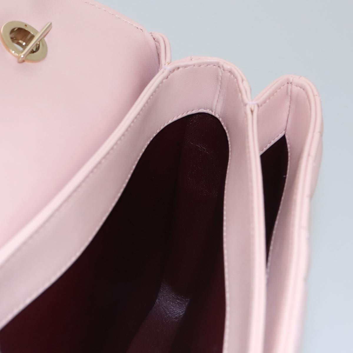 CHANEL Hand Bag Lamb Skin 2way Pink Gold 92236 CC 98152SA