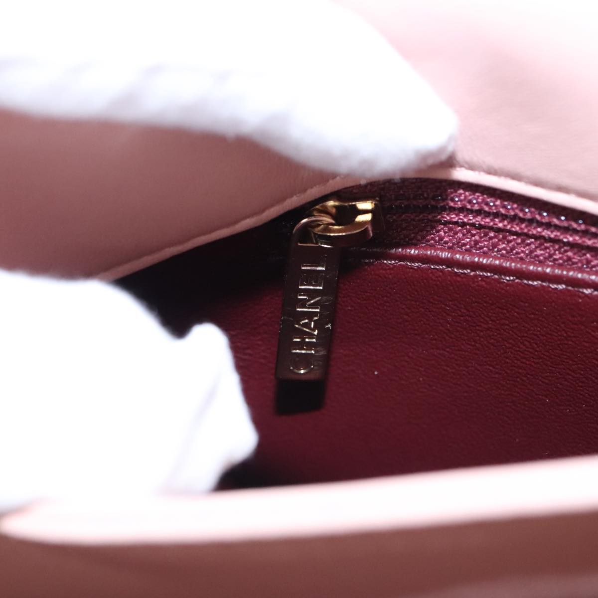 CHANEL Hand Bag Lamb Skin 2way Pink Gold 92236 CC 98152SA