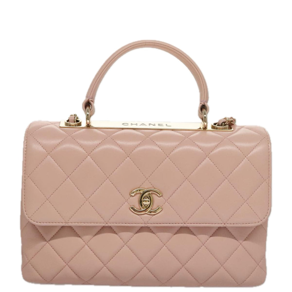 CHANEL Hand Bag Lamb Skin 2way Pink Gold 92236 CC 98152SA