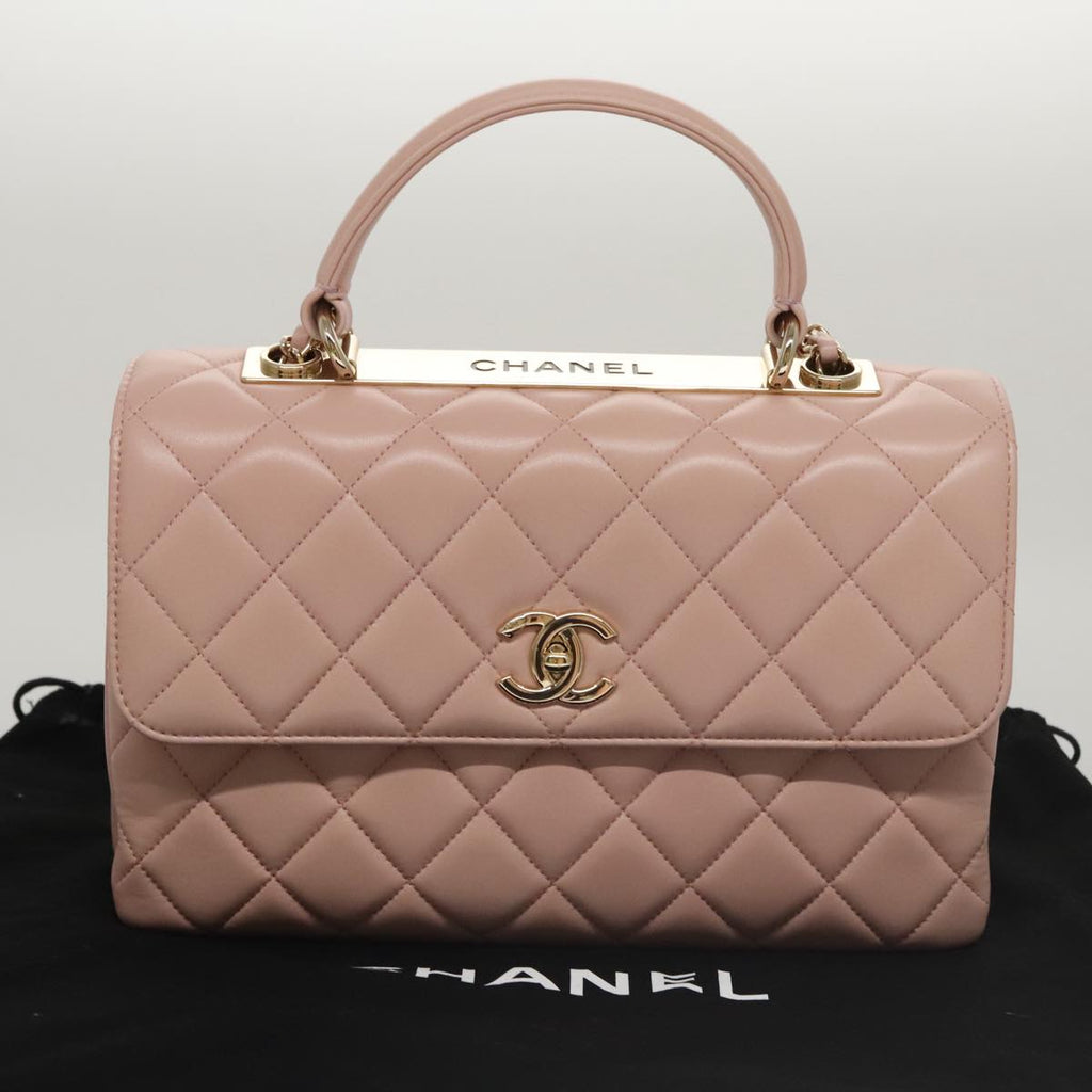 CHANEL Hand Bag Lamb Skin 2way Pink Gold 92236 CC 98152SA