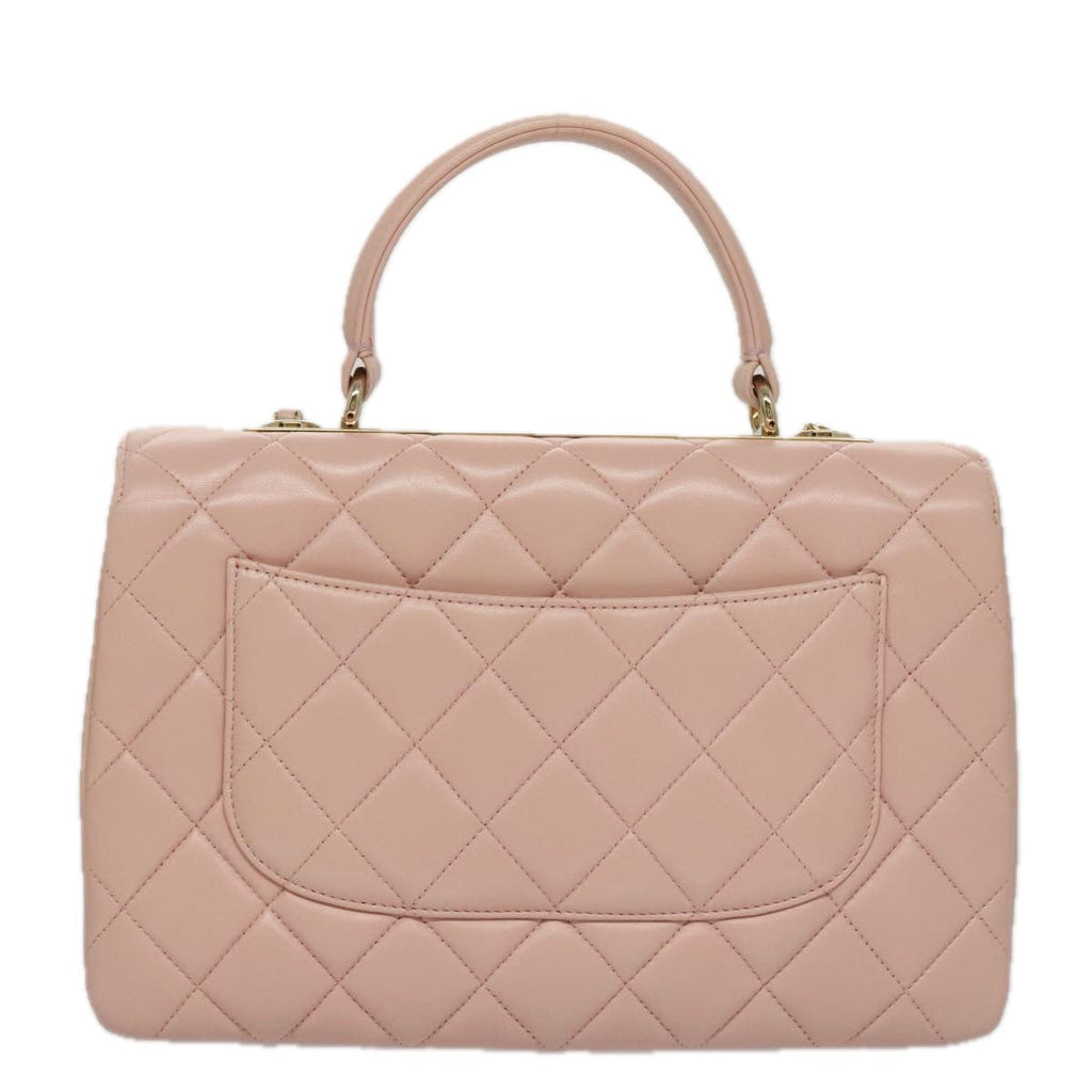 CHANEL Hand Bag Lamb Skin 2way Pink Gold 92236 CC 98152SA