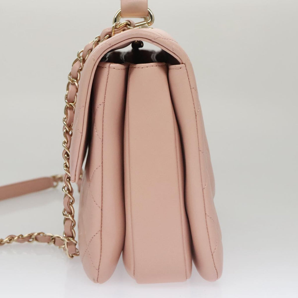 CHANEL Hand Bag Lamb Skin 2way Pink Gold 92236 CC 98152SA