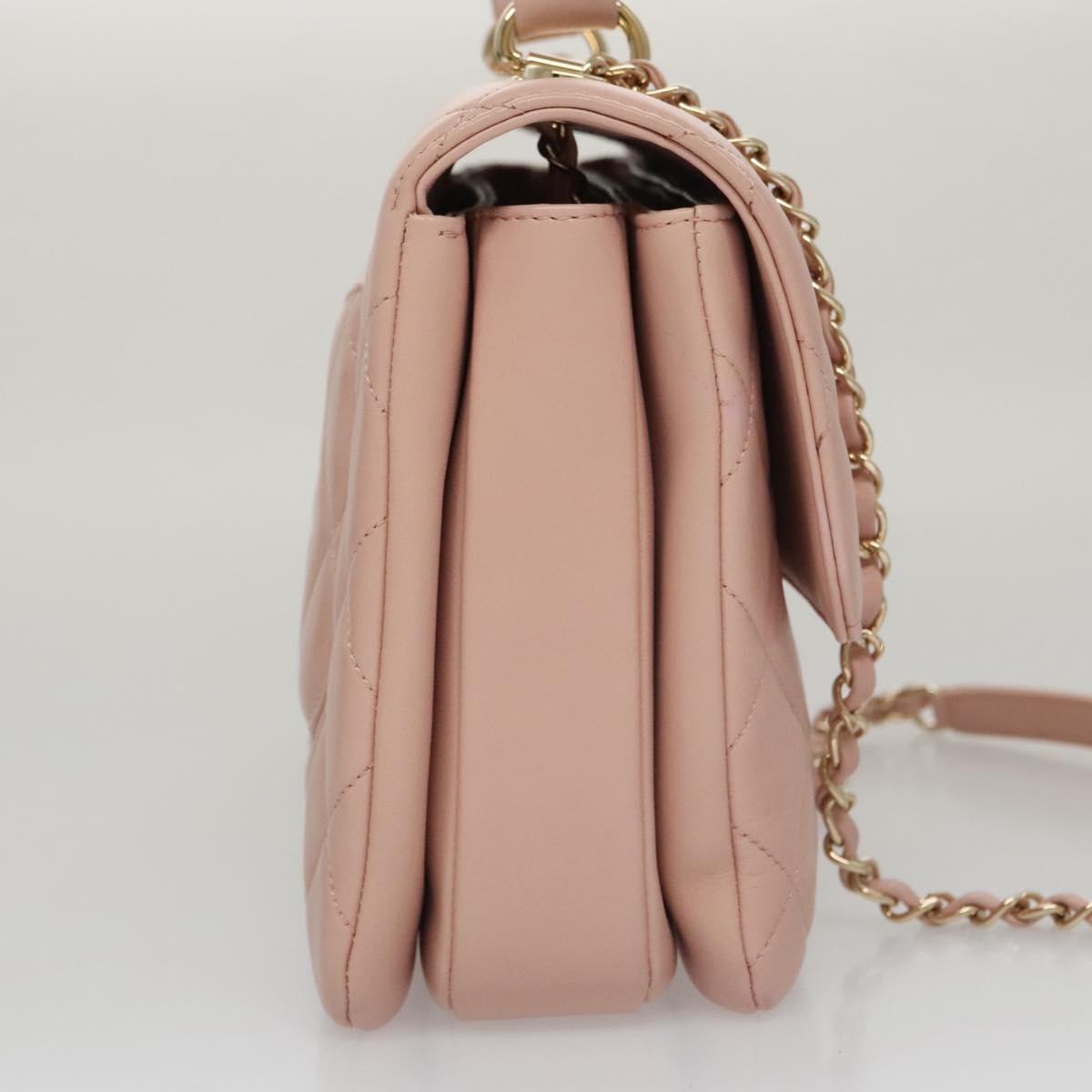 CHANEL Hand Bag Lamb Skin 2way Pink Gold 92236 CC 98152SA