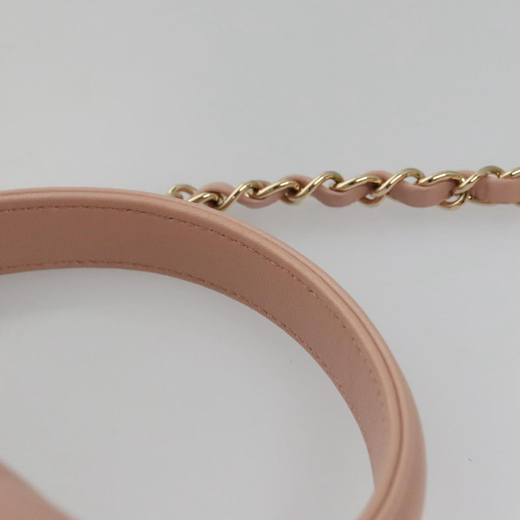 CHANEL Hand Bag Lamb Skin 2way Pink Gold 92236 CC 98152SA