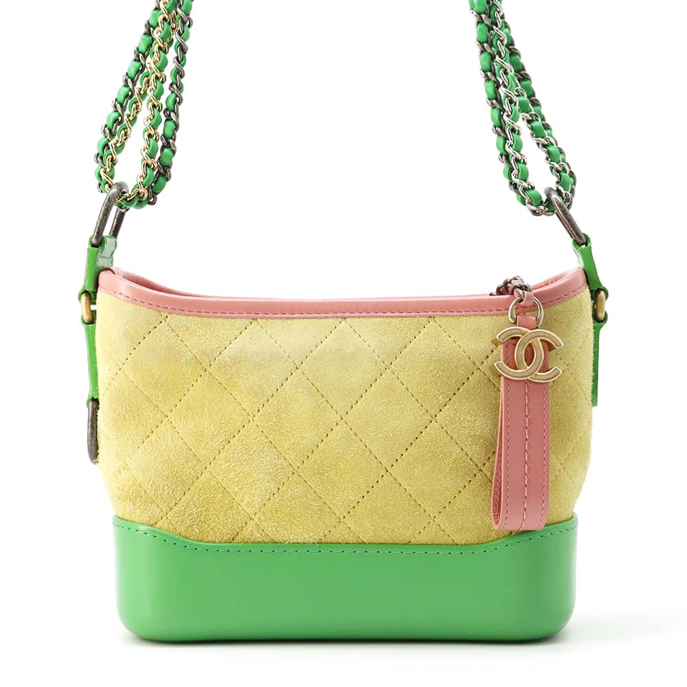 CHANEL Gabriel ChainShoulder Bag Yellow/Green/PinkA91810 Suede leather