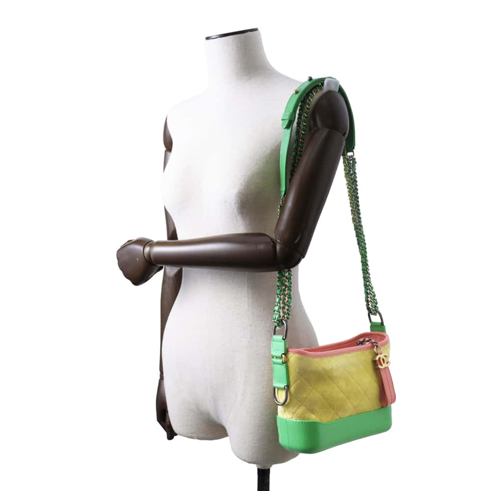 CHANEL Gabriel ChainShoulder Bag Yellow/Green/PinkA91810 Suede leather