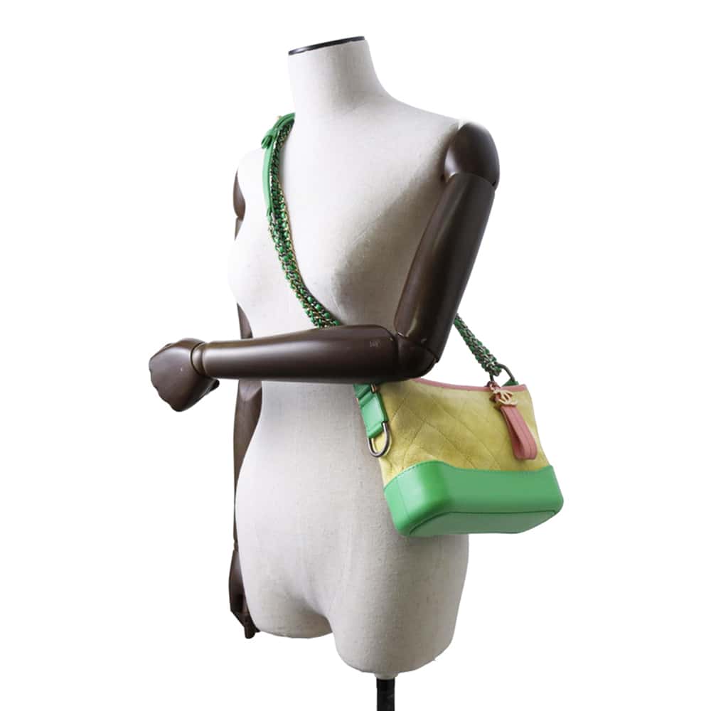 CHANEL Gabriel ChainShoulder Bag Yellow/Green/PinkA91810 Suede leather