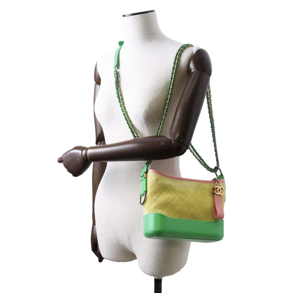 CHANEL Gabriel ChainShoulder Bag Yellow/Green/PinkA91810 Suede leather