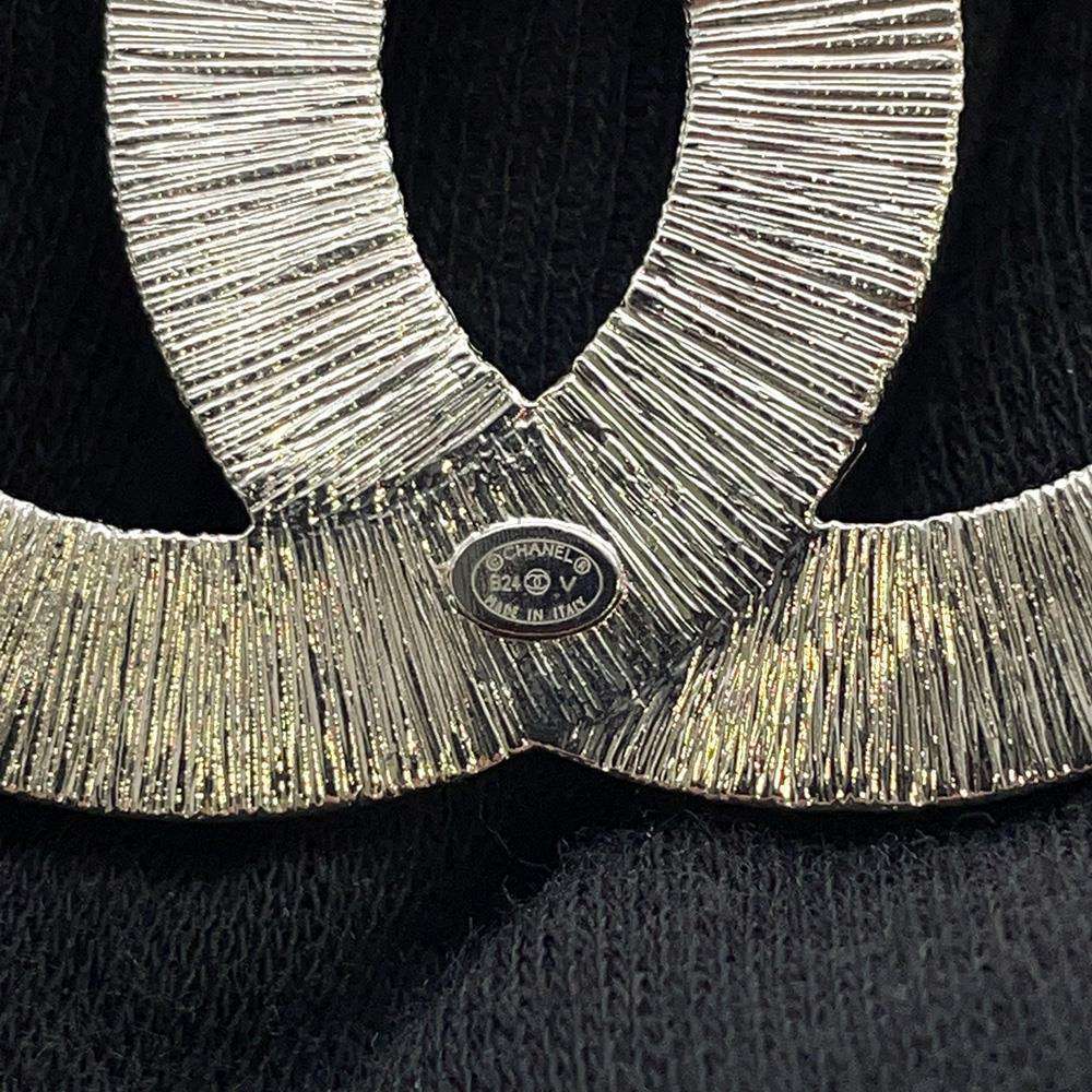 CHANEL CC Logo RhinestoneBrooch SilverA63085 Metal