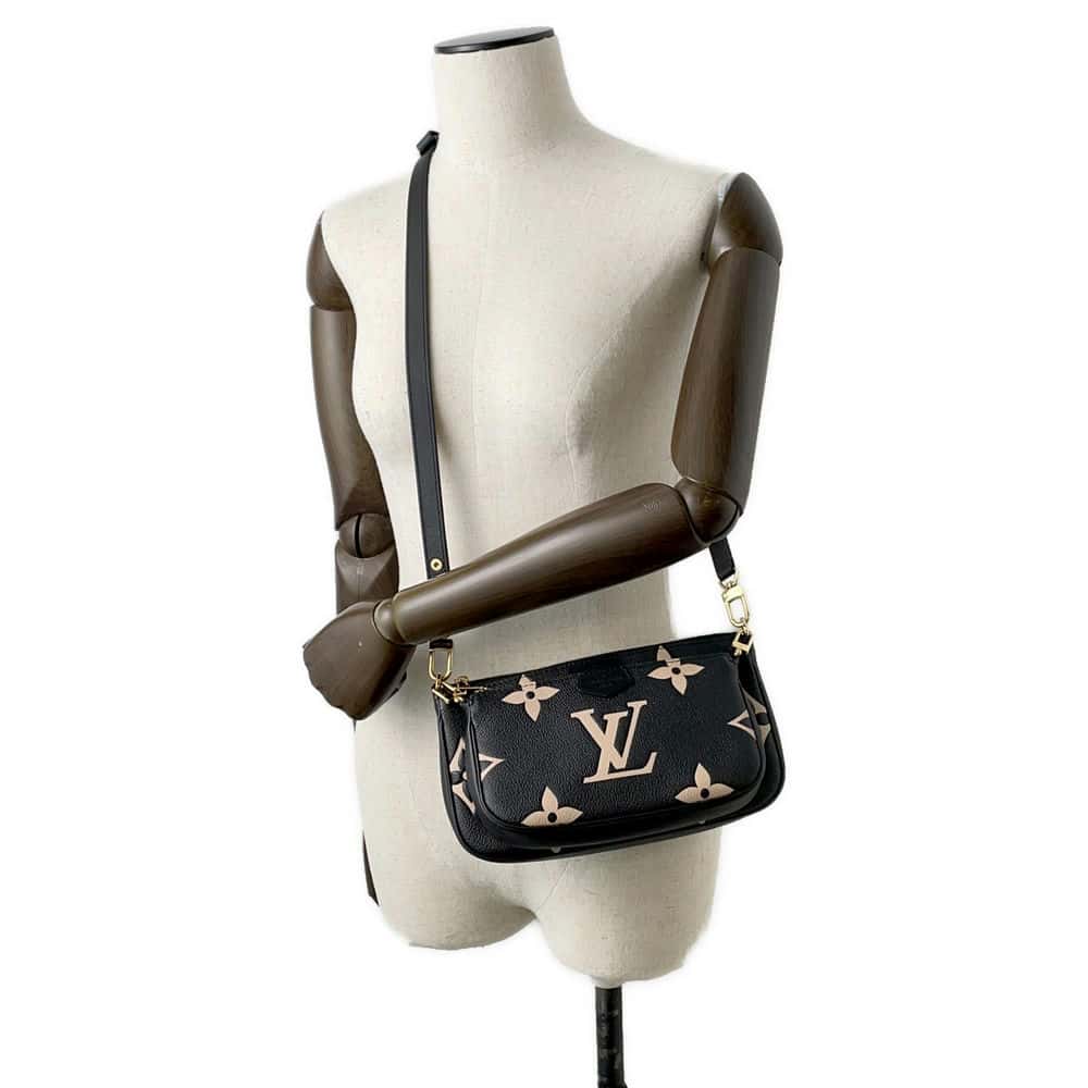 LOUIS VUITTON Multi Pochette Accessoires Noir/Beige M45777 Monogram Empreinte Leather