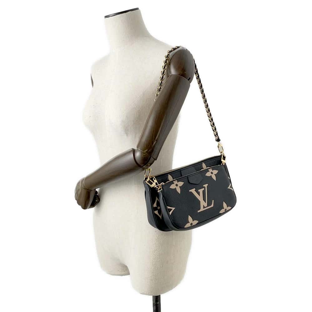 LOUIS VUITTON Multi Pochette Accessoires Noir/Beige M45777 Monogram Empreinte Leather