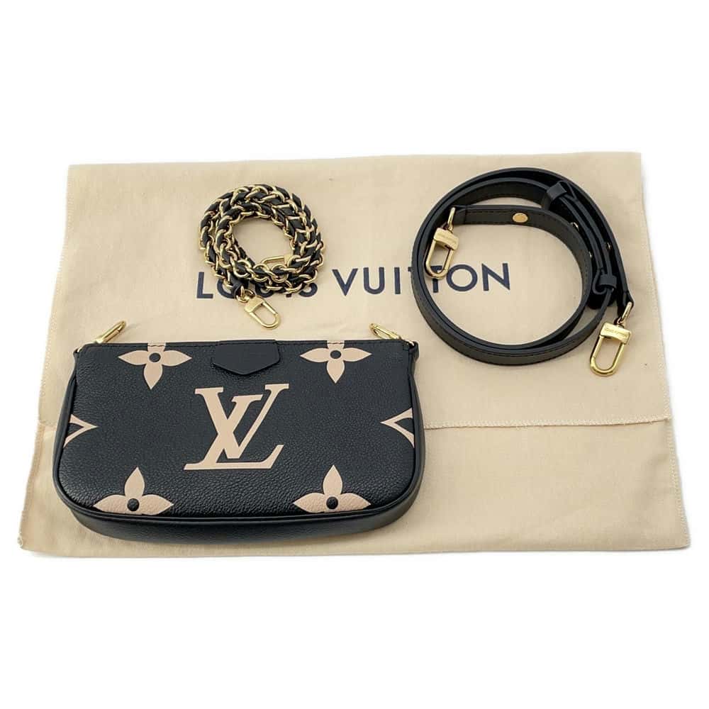 LOUIS VUITTON Multi Pochette Accessoires Noir/Beige M45777 Monogram Empreinte Leather