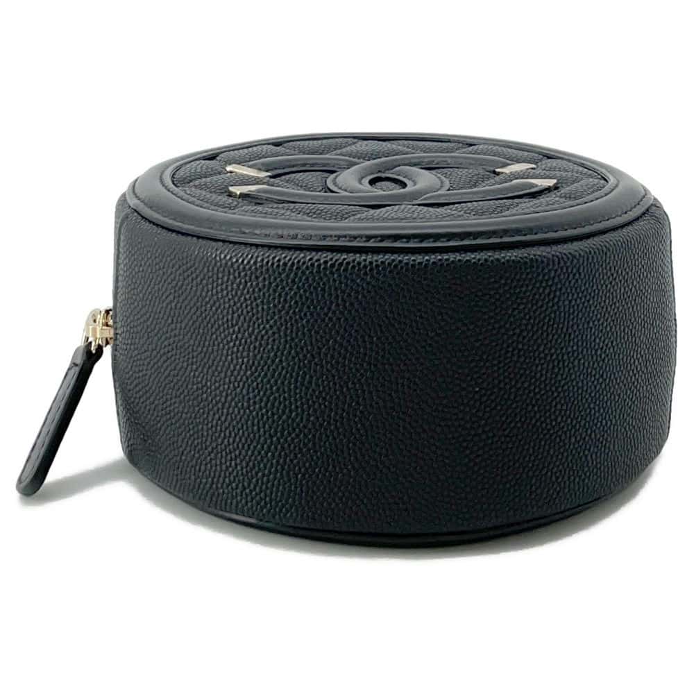 CHANEL CCFiligree Round ChainShoulder Bag BlackAP0365 Caviar Leather