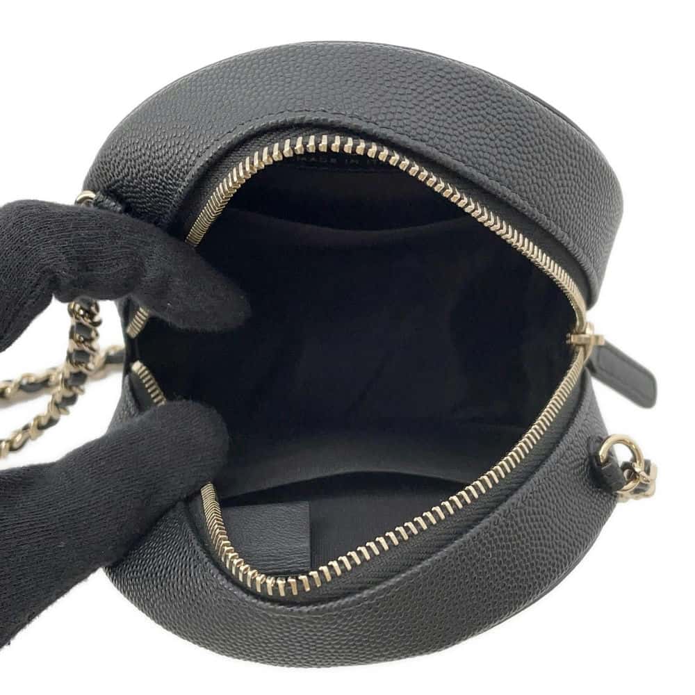 CHANEL CCFiligree Round ChainShoulder Bag BlackAP0365 Caviar Leather