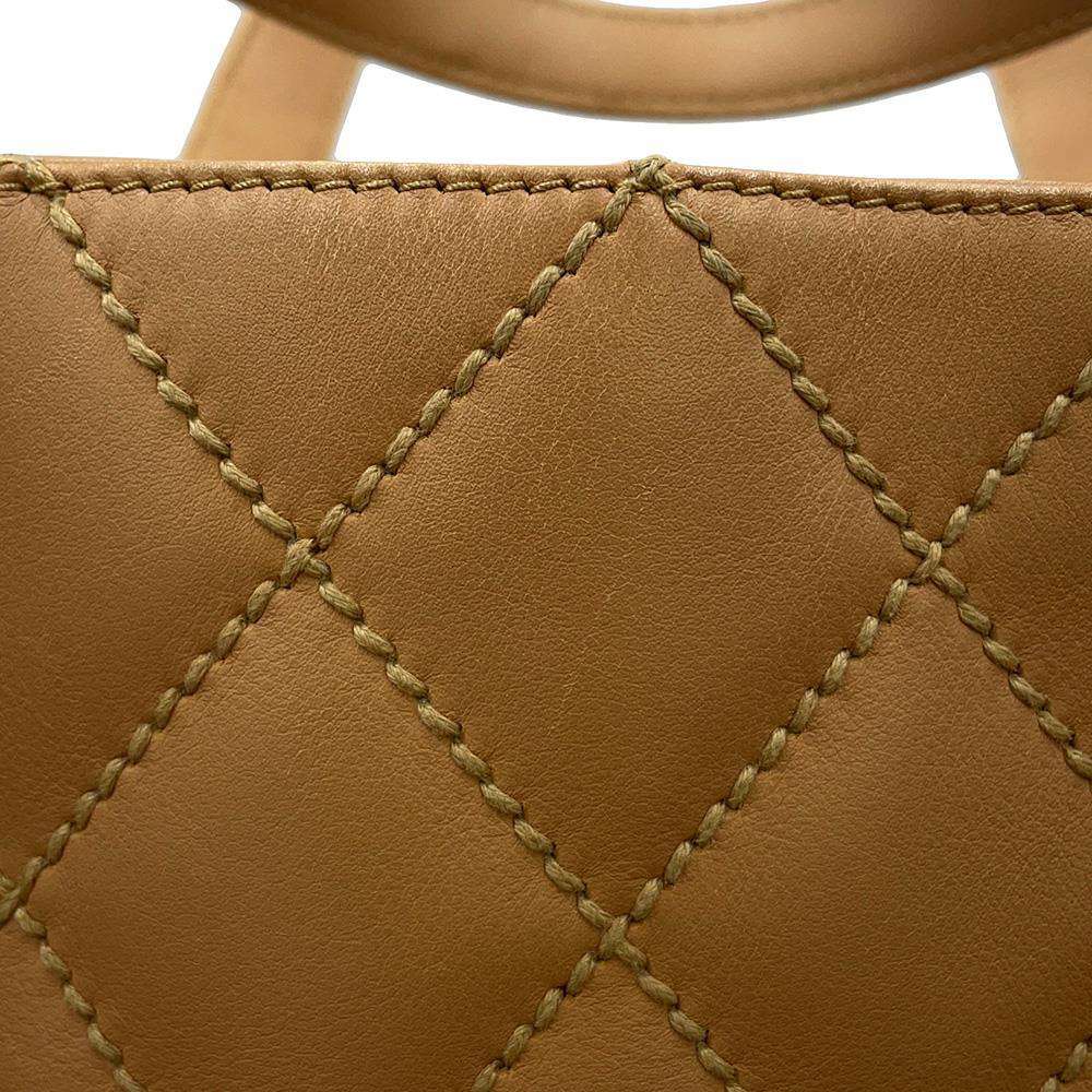 CHANEL Matelasse Wild Stitch Handbag BeigeA18126 Leather
