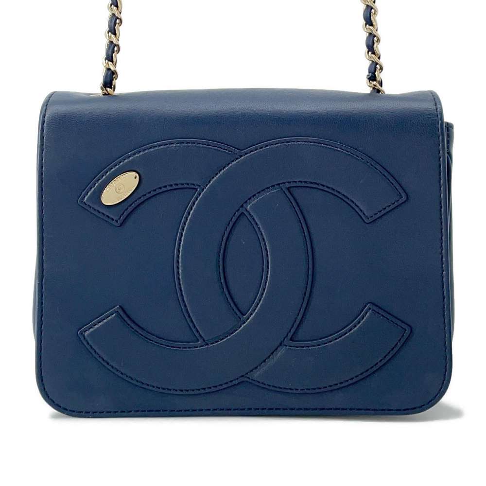 CHANEL CC Logo ChainShoulder Bag NavyAS0321 Leather